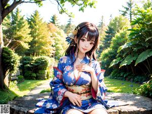 A woman in a kimono posing for a picture.